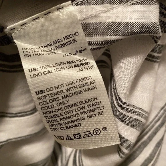 Chicos No Iron Linen Top Womens 1 Medium White Gray Sleeveless‎ Tunic Lagenlook - Picture 8 of 9